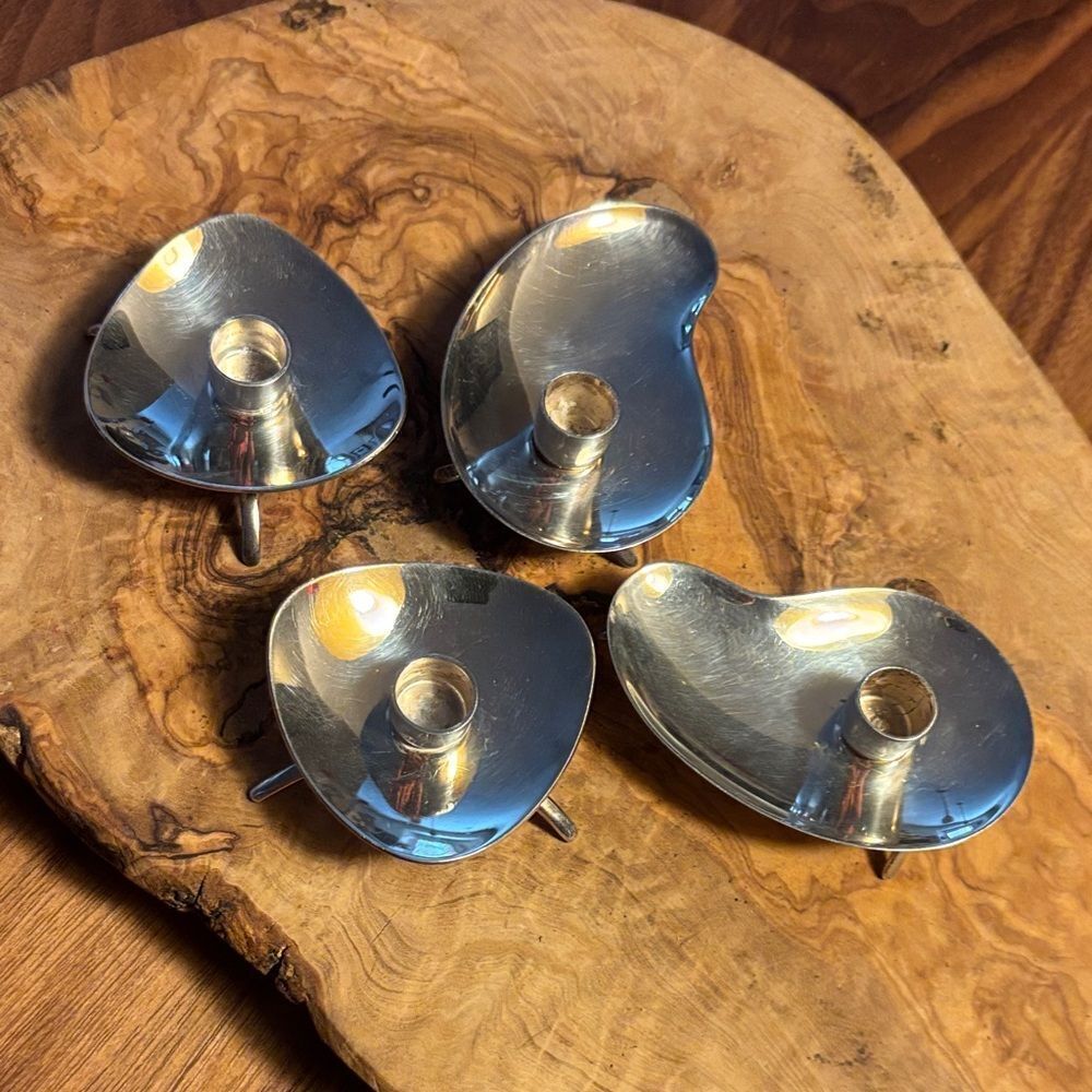 Set of 4 MCM Danish Silver Candle Holders by Carl Cohr